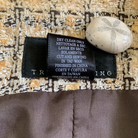 πHPπ Vintage Tweed Fringe Hem Blazer Size 4 Lined, Brown Tan & Cream - Picture 6 of 15